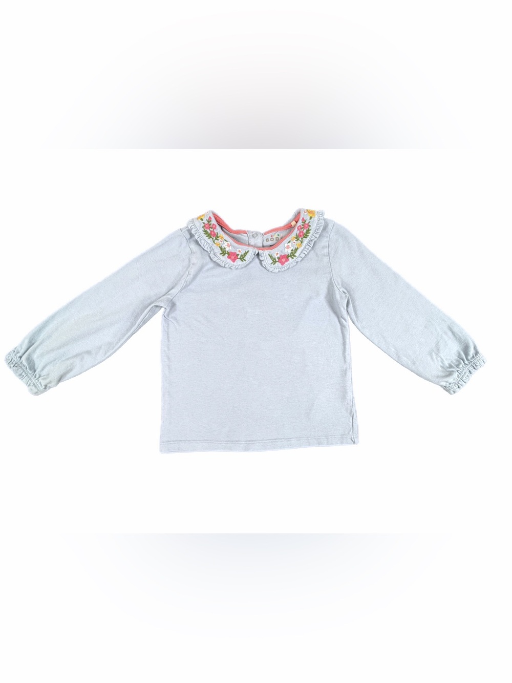 MINI BODEN Embroidered Collar Cotton Jersey Long Sleeve Top - 2-3Y
